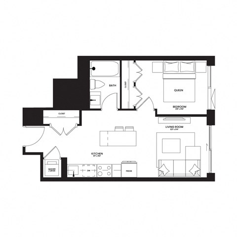 a floor plan of a house with a black and white floor
