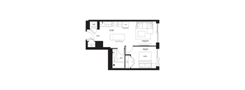 a floor plan of a house with a black and white floor
