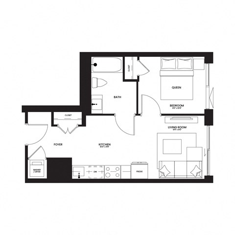 a floor plan of a house with a black and white floor plan