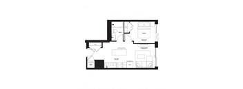 a floor plan of a house with a black and white floor