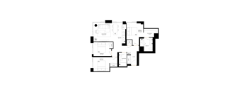 A white line drawing of a person falling down.