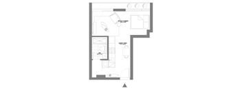 a floor plan of a small apartment with a bedroom and a living room
