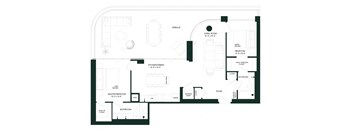 a floor plan of a living room with a large open area