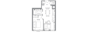 a floor plan of a house with a bedroom and a living room