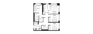 a floor plan of a unit with a bedroom and a living room
