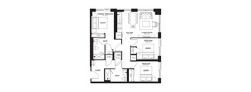 a floor plan of a unit with a bedroom and a living room