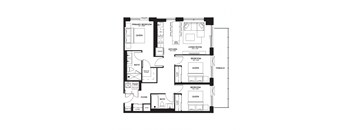 a floor plan of a house with bedrooms and a terrace