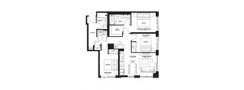 floor plan of the upper level of an open floor plan house
