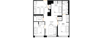 A floor plan of a house with labeled rooms and dimensions.