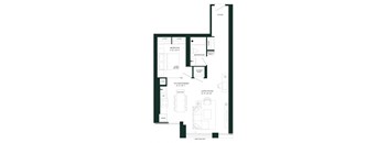 a floor plan of a house with a bedroom and a living room