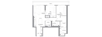 a floor plan of a living room with a dining room and a kitchen