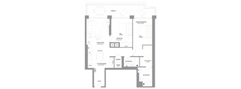 a floor plan of a living room with a dining room and a kitchen