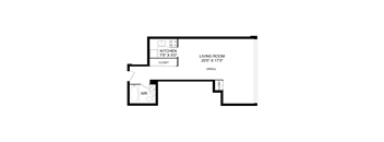 a floor plan of a house with a bedroom and a living room