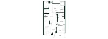 floor plan of the upper level of a home including a library and a dining room
