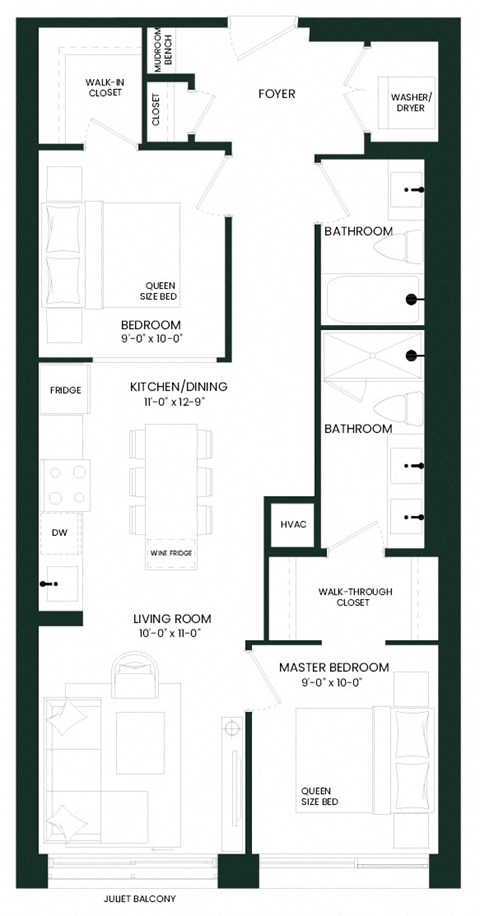 a floor plan of a small house with a kitchen and a living room