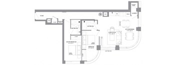 a floor plan of a room with a lot of furniture and a plan of floor