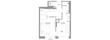 a floor plan of a house with a bedroom and a living room