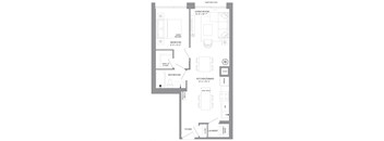 a floor plan of a house with a bedroom and a living room
