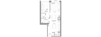 a floor plan of a small house with a bedroom and a bathroom