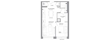 a floor plan of a house with a bedroom and a living room