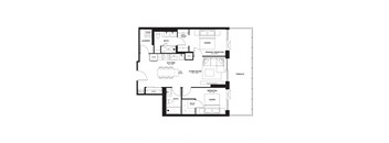a floor plan of a home with a bedroom and a living room