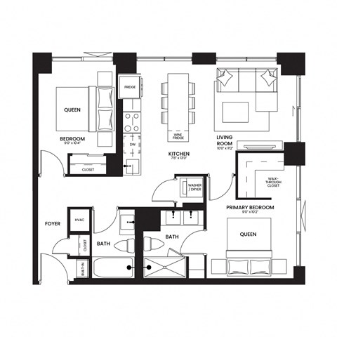 a floor plan of a home with a black and white floor