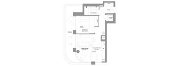a floor plan of a house with a bedroom and a living room