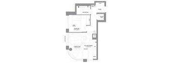 a floor plan of a house with a bedroom and a living room