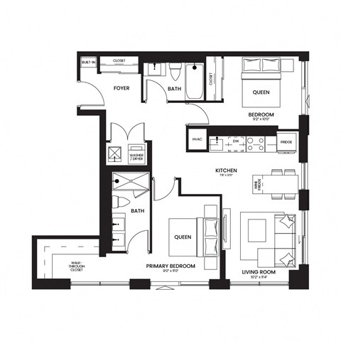 floor plan of the upper level of an open floor plan house