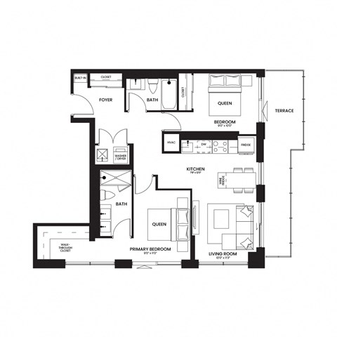 floor plan of the upper level of the renovated home