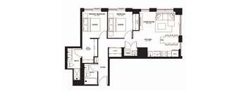 a floor plan of a residence with an open floor plan with a bedroom