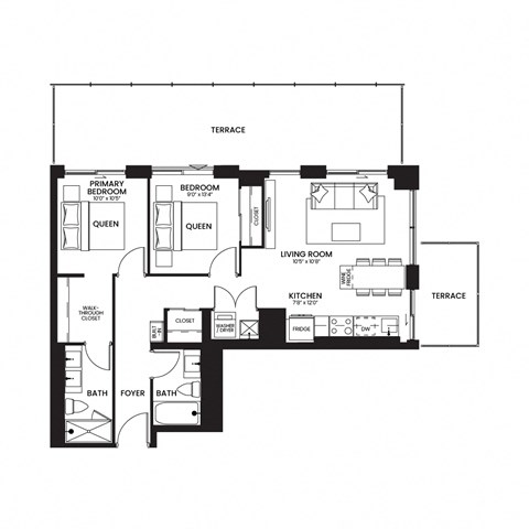 a floor plan of a home with a bedroom and a living room