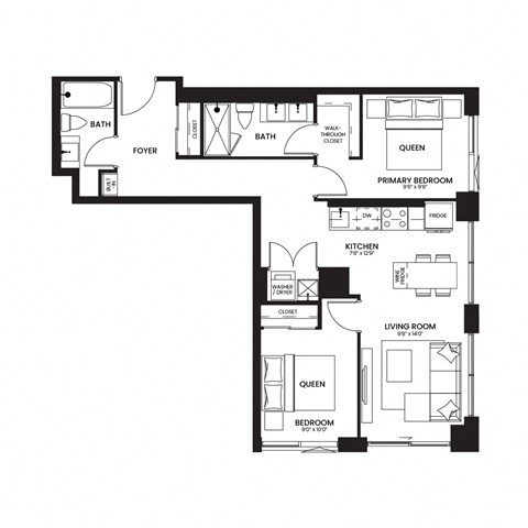 a floor plan of a residence with an open floor plan