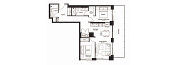 a floor plan of a house with a bedroom and a living room