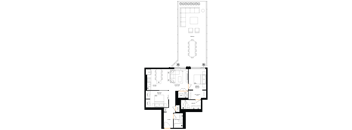 A floor plan of a house with a garage and a separate entrance.