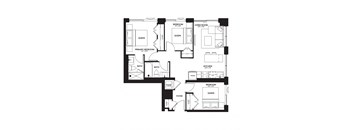 a floor plan of a residence with multiplexes and a large terrace