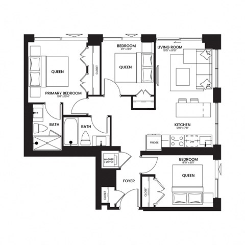 a floor plan of a residence with multiplexes and a large terrace