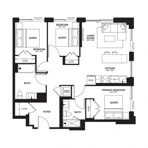 a floor plan of a residence with different floors