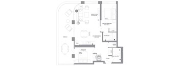 a floor plan of a house with a bedroom and a living room