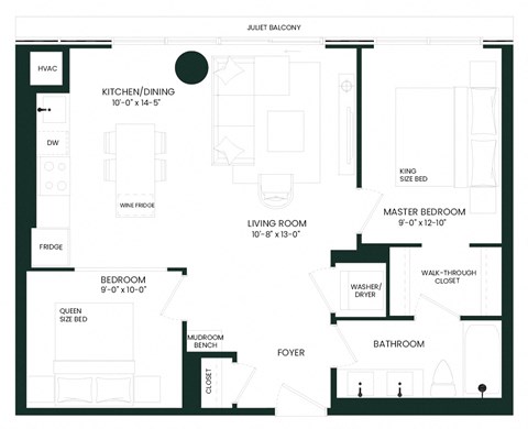a floor plan of a room with a bedroom and a living room