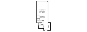 a floor plan of a 1 bedroom floor plan