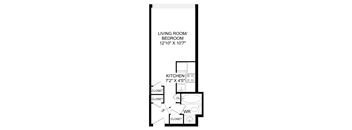 a floor plan of a 1 bedroom floor plan