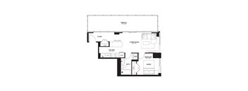 a floor plan of a 1 bedroom floor plan