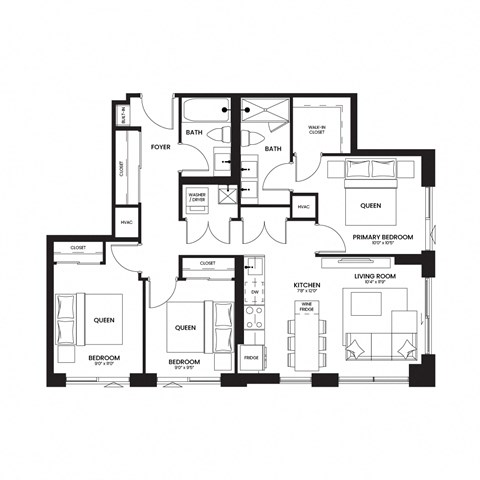 two bedroom floor plan apartments for rent