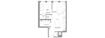 a floor plan of a house with a bedroom and a living room
