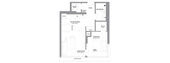 a floor plan of a house with a bedroom and a living room