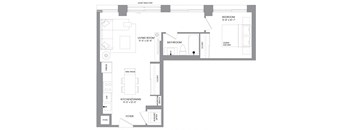 a floor plan of a house with a bedroom and a living room