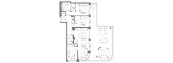 a floor plan of a house with many rooms and a courtyard
