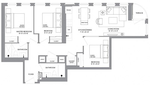 the floor plan shows the layout of the apartment