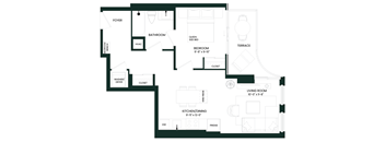 a floor plan of a house with a bedroom and a living room
